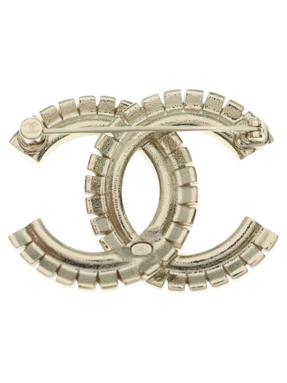 Chanel CC Logo Rhinestone Brooch Gold - Picture 2 of 6